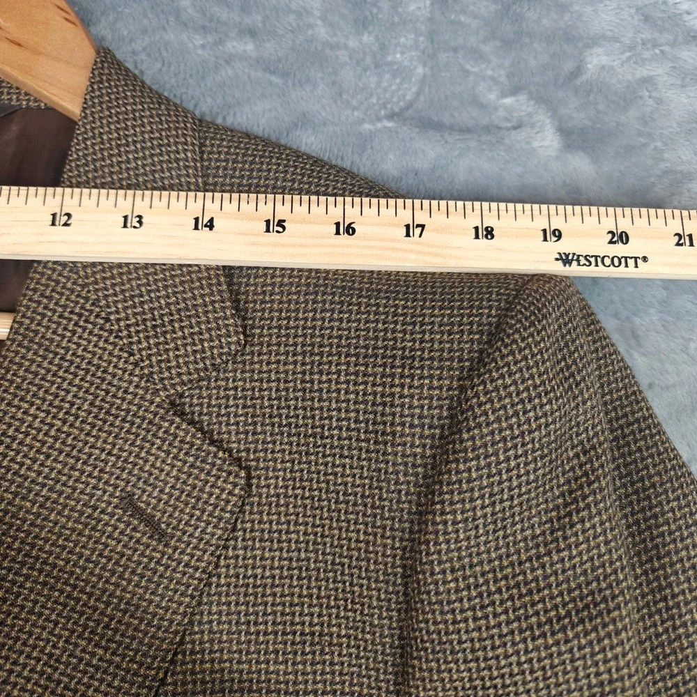 Canali Blazer Mens 44 Brown Micro Check Two Button Wool Sport Coat Italy